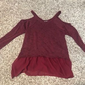 Maroon open shoulder top